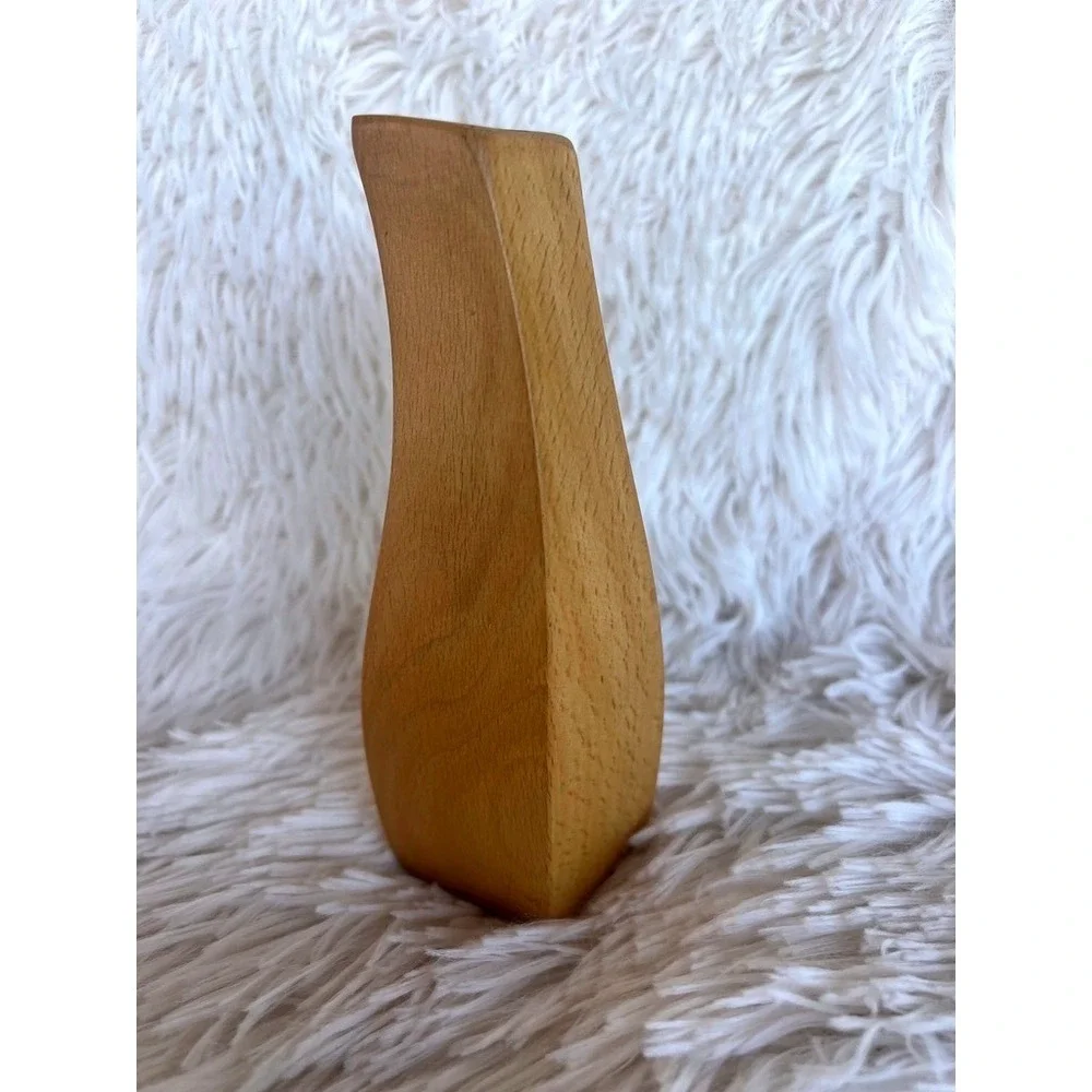 Sculptural Wooden Bud Vase Minimalist Mod Decor MCM Inspired Wood Scandinavian